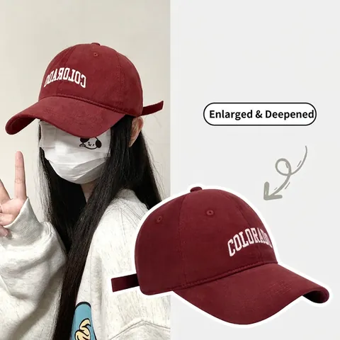 Vintage Cotton Colorado Letter Embroidery Baseball Cap Adjustable Large Head Circumference Sun Protection Peaked Hat For Men Women
