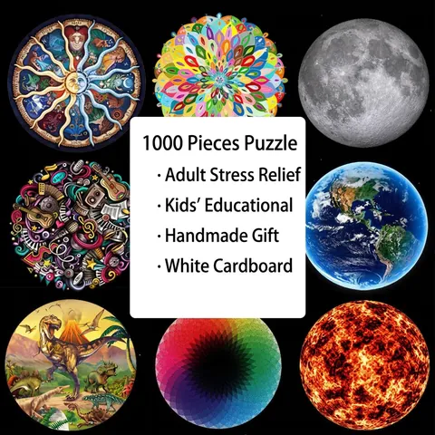 Puzzle Cartone Ispessito Giocattolo Educativo Antistress Adulti Bambini Temi Artistici Paesaggi Spazio Animali
