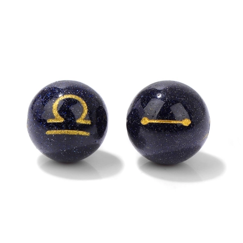 Perle In Pietra Di Siderite Blu Segni Zodiacali Oro Costellazione Perle Sfuse Rotonde Per Creazione Gioielli Bracciale DIY