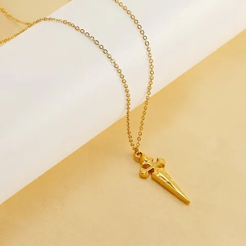 Kreuz Schwert Anhänger Halskette 18K Vergoldeter Edelstahl Vintage Dolch Schlüsselbein Kette Schmuck Für Damen Herren