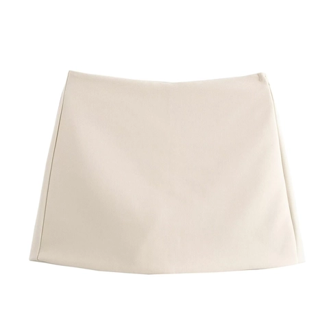 Gonna-Pantalone Mini Linea A Vita Alta Poliestere Tinta Unita Stile Dolce Moda Pantaloncini Gonne Da Donna