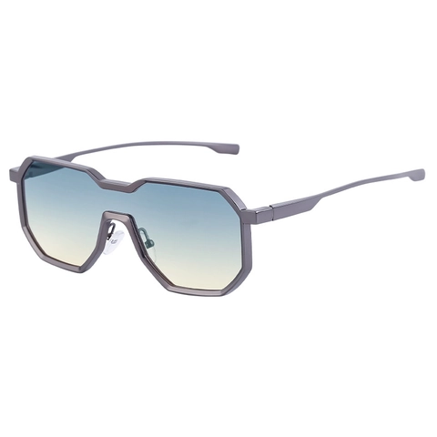Punk Oversized Polygon Metal Sunglasses For Men Women UV400 Protection Geometric Frame PC Lens Trendy Fashion Shield Eyewear