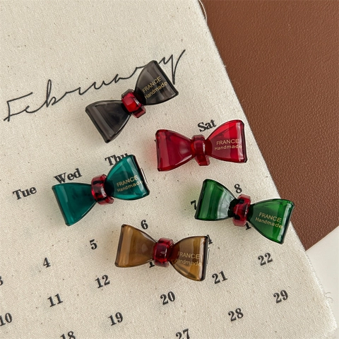 Französische Vintage Acryl Schleife Haarspange Handgefertigte Transparente Seitenhaarnadel Mode Haarschmuck Für Damen Haardekor