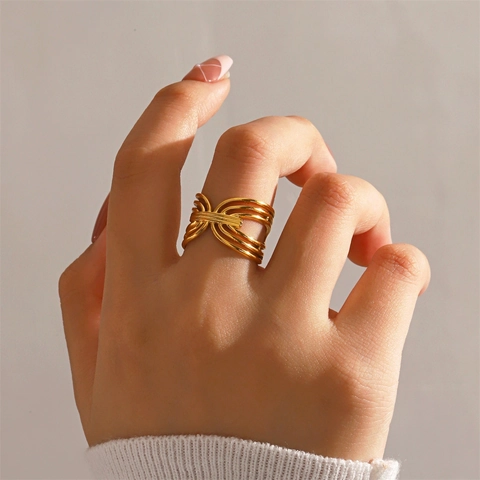 Geometrischer Mehrlagiger Linienring Edelstahl Verstellbar Mode Minimalistischer Schmuck Für Frauen Modernes Accessoire