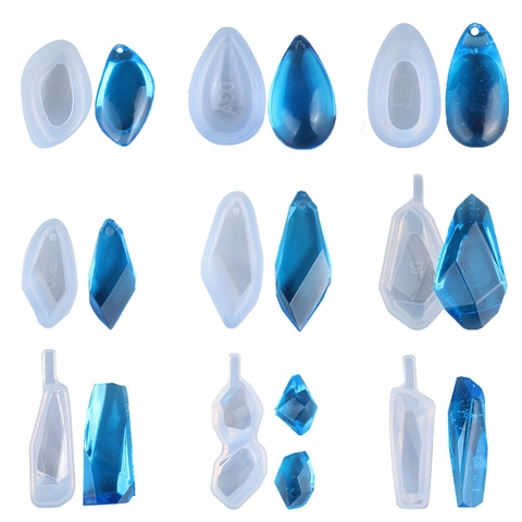 Silicone Resin Casting Molds For DIY Jewelry Making Crystal Stone Pendant Necklace Keychain Geometric Teardrop Shape