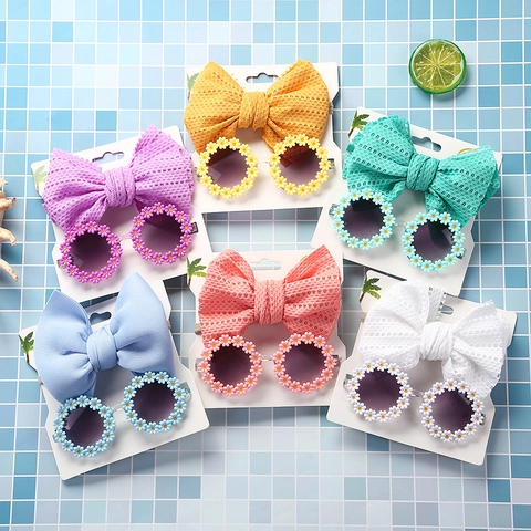 Gafas De Sol De Margarita Y Diadema Con Lazo Grande Para Niños Bebé Niña Moda Aire Libre Protección Solar Accesorios Para El Cabello