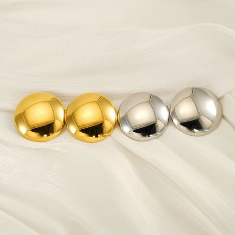 Pendientes De Botón Con Bola Redonda Chapado En Oro De 18K Acero Inoxidable 304 Minimalista Estilo INS Para Mujer