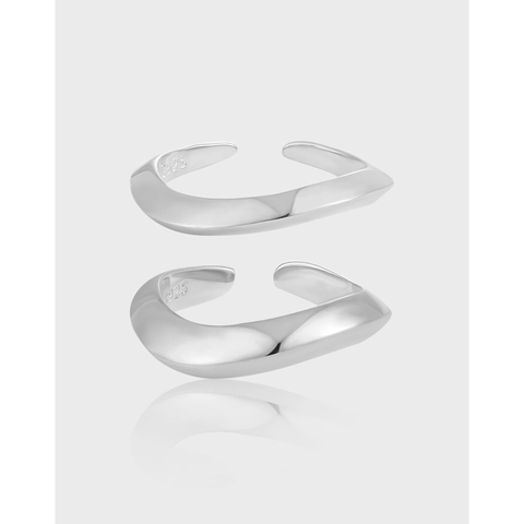 Verstelbare Ring Van 925 Sterling Zilver Voor Dames Onregelmatig Golfontwerp Minimalistische Geometrische Open Ring