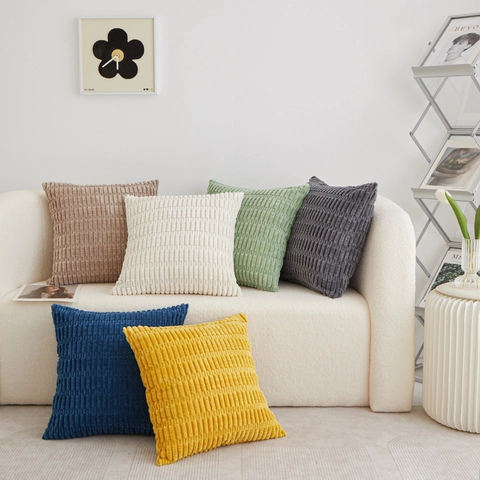 Corduroy Ribbed Striped Throw Pillow Case Decorative Soft Plush Cushion Cover For Sofa Couch Bed Living Room Home Decor