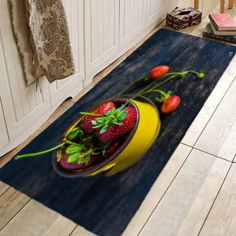 Tappeto Da Cucina Motivo Frutta Verdura Poliestere Runner Antiscivolo Assorbente Tappeto Decorativo Casa Stampa HD Colorata