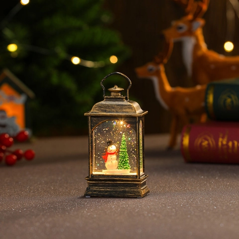 LED Weihnachtsaterne Wassergefüllte Schneekugel Vintage Bronze Licht Weihnachtsmann Schneemann Hirsch Tischdekoration