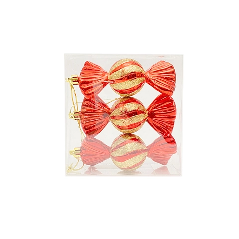 Ornamenti Appesi Albero Di Natale Plastica Galvanizzata Glitter Scintillanti Forma Caramella Casa Slitta Decorazione Festa
