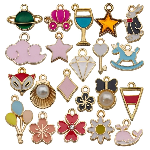 Dijes De Esmalte Colgantes Aleación Zinc Goteo Aceite Para DIY Joyería Collar Pulsera Pendiente Estilo Coreano Nube Estrella