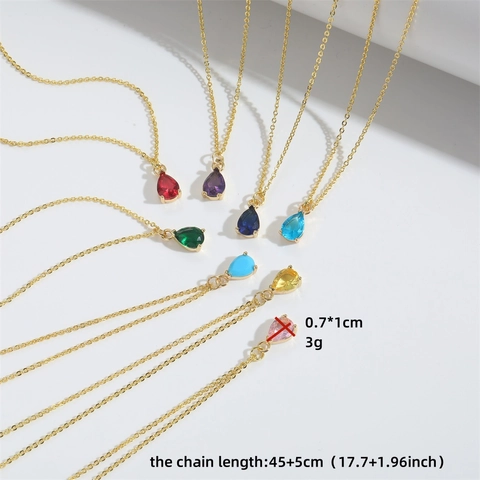Minimalistisch Kupfer Wassertropfen Anhänger Halskette Elegant Gold Überzogen Strass Schlüsselbein Kette Für Damen Schmuck Geschenk