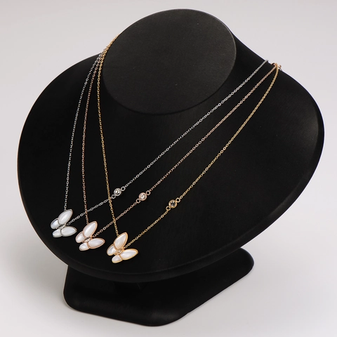 Collar Con Colgante De Mariposa Acero Inoxidable 304 Nácar Concha Zirconia Joyería Elegante Para Mujeres Minimalista