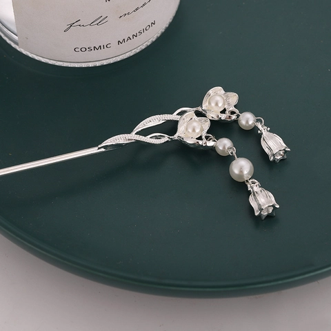 Bastoncino Per Capelli In Lega Di Metallo Stile Cinese Retrò Perla Artificial Sintetica Nappa Farfalla Foglia Di Ginkgo Donne
