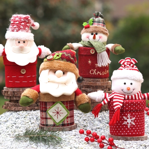 Soporte De Regalo De Navidad Con Figuras De Peluche De Punto Para Decoración De Fiesta Estacional