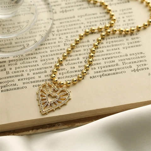 Halskette Mit Hohl Herzanhänger Kupfer Zirkonia Romantisch Süß Schmuck Geschenk Für Frauen