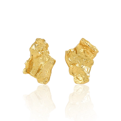 Pendientes de Botón de Plata de Ley S925 con Textura Irregular para Mujer Diseño de Nicho Estilo de Metal Fundido Joyería de Moda