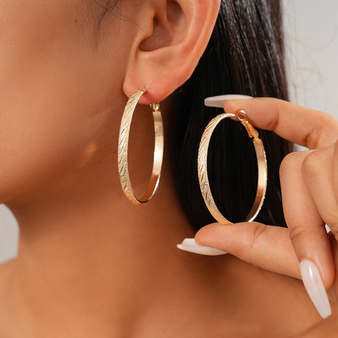 Strukturierte Geometrische Creolen Mit Ohrstecker Aus 925 Sterling Silber Modische Minimalistische Metallohrringe Für Damen