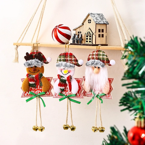 Weihnachtsbaum Hängende Ornamente Weihnachtsmann Schneemann Rentier Stoff Deko Mit Goldglocken Feliz Navidad Festliche Feiertag Party Artikel