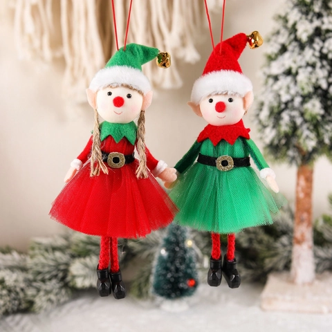 Ornamenti Appesi Bambola Elfo Di Natale Con Gonna In Tulle E Campanellino Per Albero Decorazione Festa Peluche