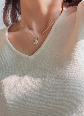 925 Sterling Silver Heart Pendant Necklace For Women Minimalist Rhinestone OT Buckle Pig Nose Link Chain Jewelry Gift