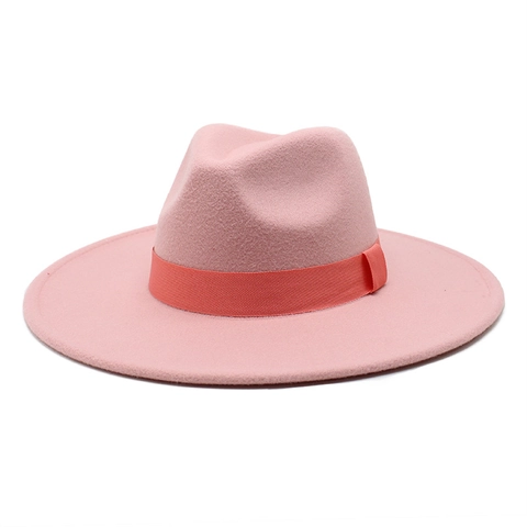 Retro Wide Brim Fedora Hat Wool Felt Jazz Style With Ribbon Band For Men Women Classic Solid Color Simple Fashion