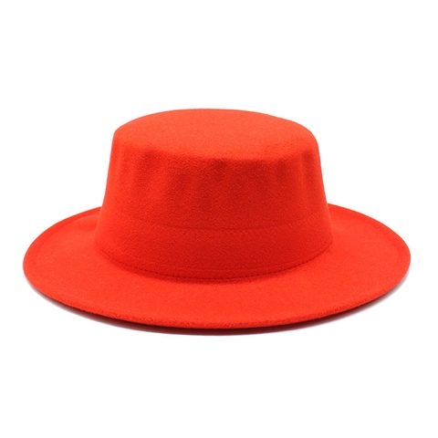 Kids Vintage Flat Top Boater Hat Solid Color Acrylic Felt Short Brim Jazz Fedora For Boys Girls Retro Style