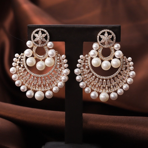 Elegante Blumen Künstliche Perlen Hängeohrringe Mit Strasssteinen Und Silbernem Ohrstecker Vintage Luxusschmuck Für Damen Hochzeit Party
