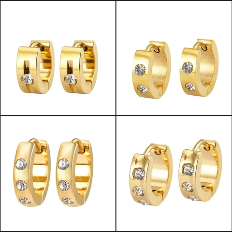 Huggie Creolen Gold Plattiert Edelstahl Zirkonia Minimalistisch Geometrisch Mode Schmuck Für Frauen