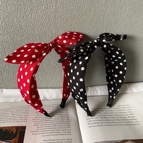 Polka Dot Bow Headband Fabric Retro Rabbit Ears Hair Hoop Sweet Fashion Hair Accessories For Women Girls