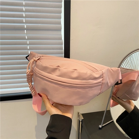 Japanese Retro Canvas Chest Bag Solid Color Small Crossbody Bag For Women Girl Simple Preppy Style Waist Bag Casual Street