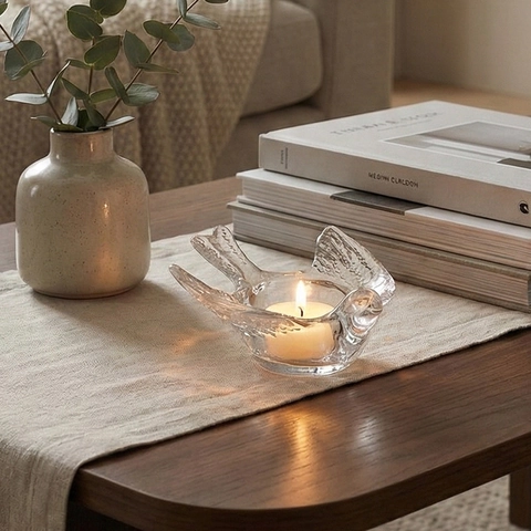 Bougeoir En Verre En Forme D'oiseau Support Décoratif Pour Chauffe-Plat Pour Ornement De Bureau Style Minimaliste