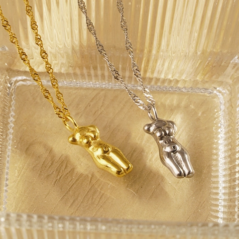 Stainless Steel Female Body Torso Pendant Necklace French Vintage Abstract Art Venus Sculpture Clavicle Chain For Women