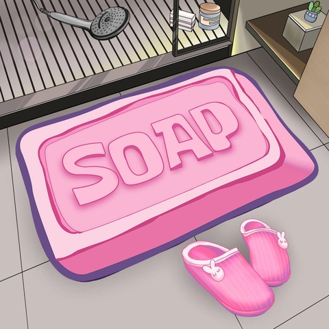 Creative Soap Shaped 3D Bath Mat Absorbent Quick Dry Anti Slip Rubber Polyester Bathroom Rug Floor Door Mat