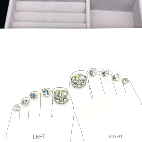 Handmade Press On Toenails Sparkling Glitter Rhinestones Artificial False Nails Removable Pedicure Accessories For Women