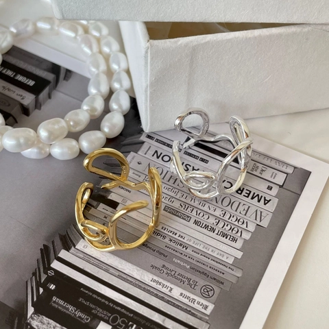 Anello In Argento Sterling 925 Per Donna Minimalista Lettera Love Linea Geometrica Astratta Regolabile Gioielli Da Dito Aperti