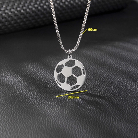 Collana Con Pendente A Calcio In Acciaio Inossidabile Cavo Geometrico Rotondo Gioielli Sportivi Per Donne Uomini Design Di Nicchia