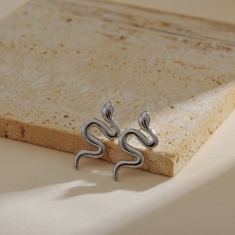 Edelstahl Schlange Geometrische Ohrstecker Personalisierte Gold Silber Galvanisierte Serpent Schmuck Mode Ohrringe Für Frauen