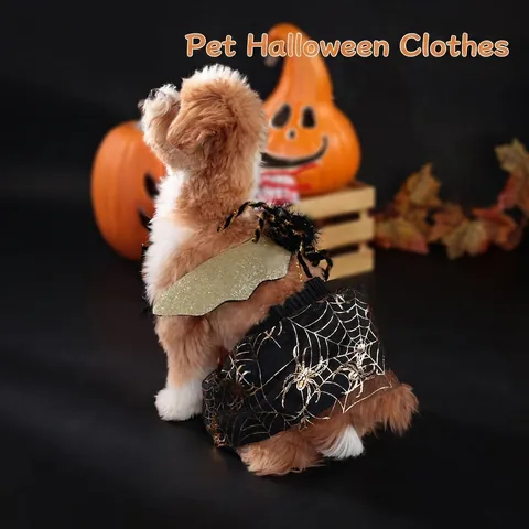 Huisdier Halloween Spin Kostuum Rok En Glimmende Vleugels Voor Honden Katten Feestdagen Verkleedpartij Polyester Vilt