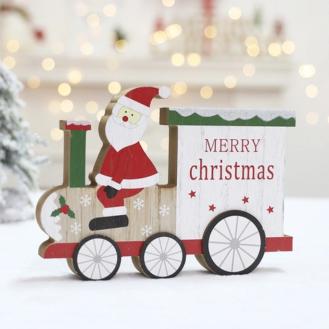 Décoration De Train De Noël En Bois Père Noël Bonhomme De Neige Décor De Table En Bois Peint Signe Joyeux Noël Pour Maison