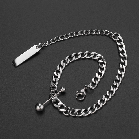 Minimalistisches Edelstahl Panzerkette Armband Halskette Hip Hop Unisex Poliertes Silberton Schmuck