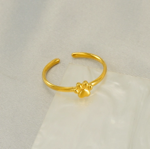 Anello Aperto Zampa Di Gatto Placcato Oro 18K Acciaio Inossidabile Regolabile Gioielli Minimalisti Donna