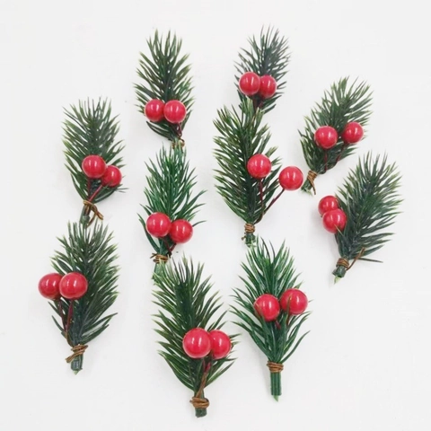 Künstliche Weihnachts Kiefernnadel Zweige Beeren Picks Für DIY Kranz Girlande Dekoration Festliches Blumenarrangement