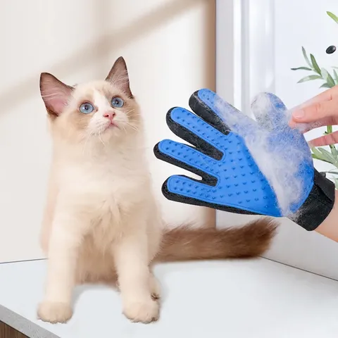Haustier Fellpflege Handschuh Silikon Massage Bürste Für Katzen Hunde Finger Design Atmungsaktives Netz Haarentferner