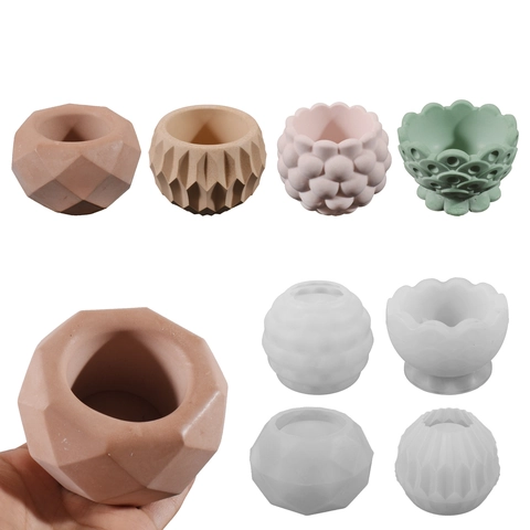 Ronde Siliconen Vorm Voor Kaarsbeker En Succulentenpot Geometrische Reliëftextuur Voor DIY Hars Gips Ambacht Scandinavische Stijl