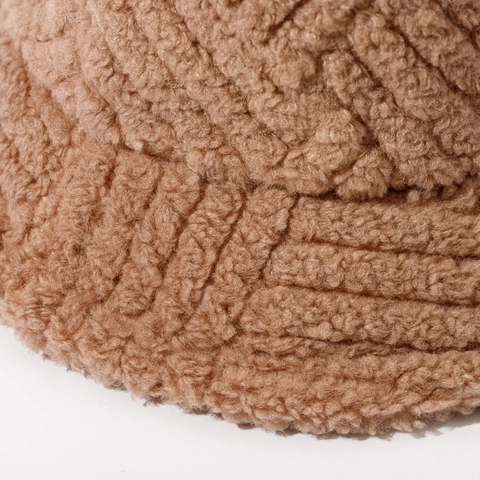 Cappello Bucket In Peluche Lana Di Agnello Inverno Caldo Rigato Pile Sherpa Elegante Versatile Antivento Morbido Donne