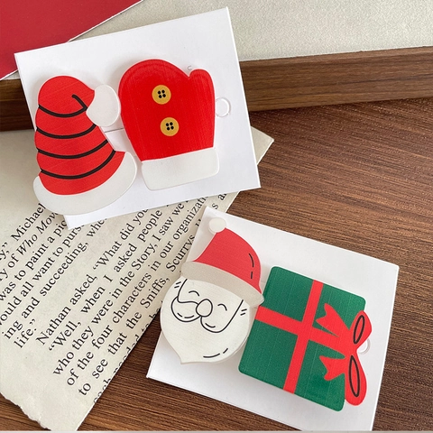 Mollette Per Capelli Di Natale Acrilico Babbo Natale Albero Di Natale Campana Fiocco Di Neve Fermagli Bambini Accessori Per Feste