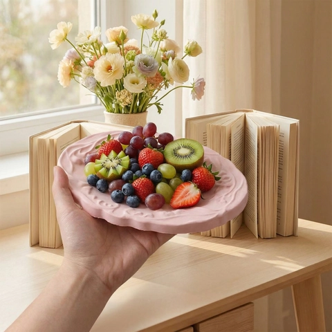 Silicone Mold Lily Of The Valley Embossed Oval Tray DIY Resin Casting Plaster Storage Plate Home Decor Retro Style
